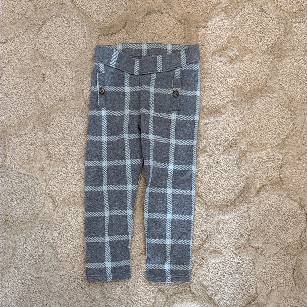 Janie and Jack Gray Plaid Leggings